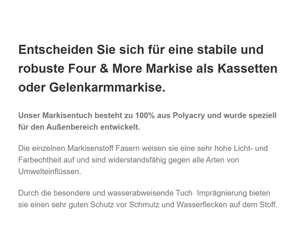 Gelenkarmmarkisen für  Emsdetten - Hembergen, Beckonert, Austum, Plagge, Isendorf, Hollingen und Aechterhoek, Veltrup, Siedlung Sinningen